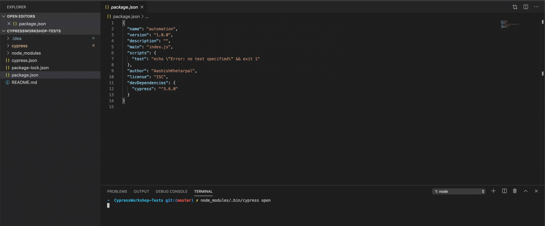 Cypress Package Json