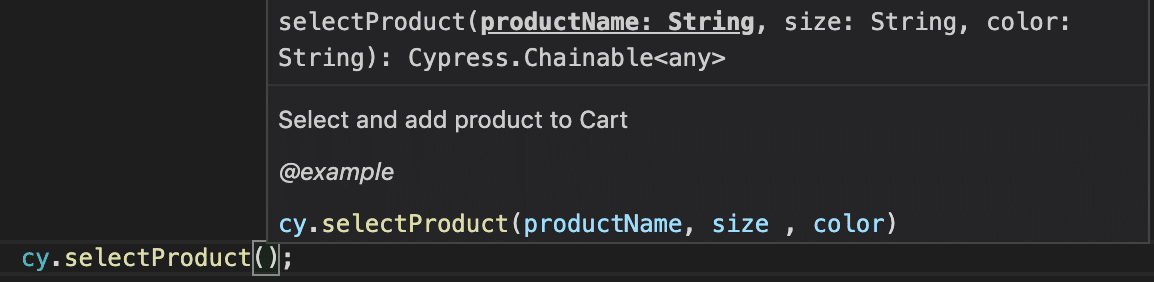 Adding IntelliSense for Custom commands in Cypress