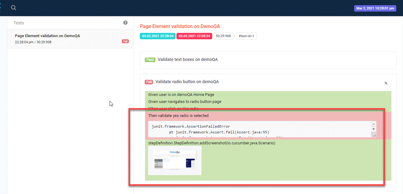 extent report for Cucumber