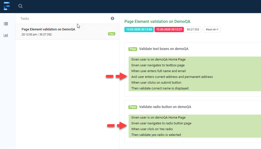 extent report testng: Test Steps