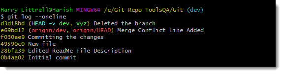 git log oneline tags