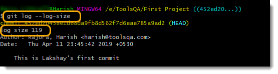 Git Log LogSize Command