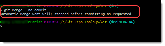 1 no commit git merge