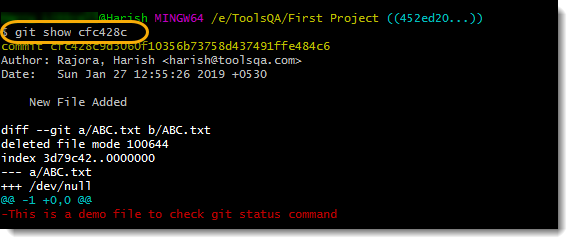 Git Show Command With Hash