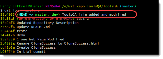 log of merge branches