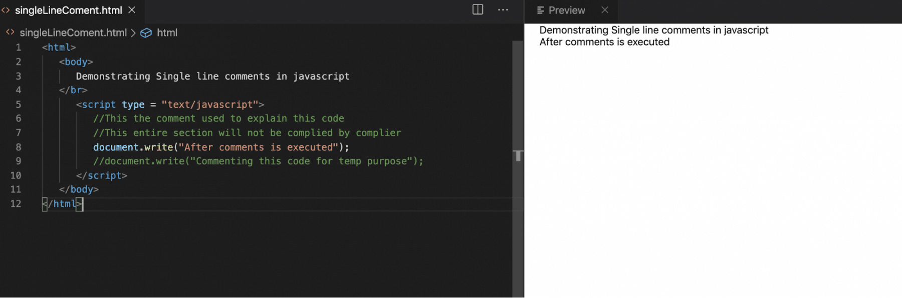  Single Line JavaScript Comments