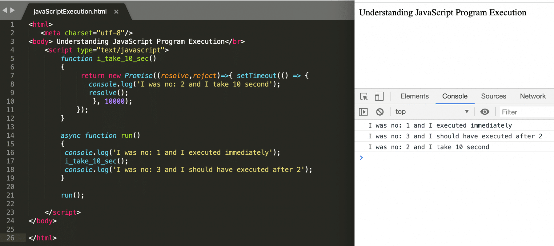 Async function execution in JavaScript