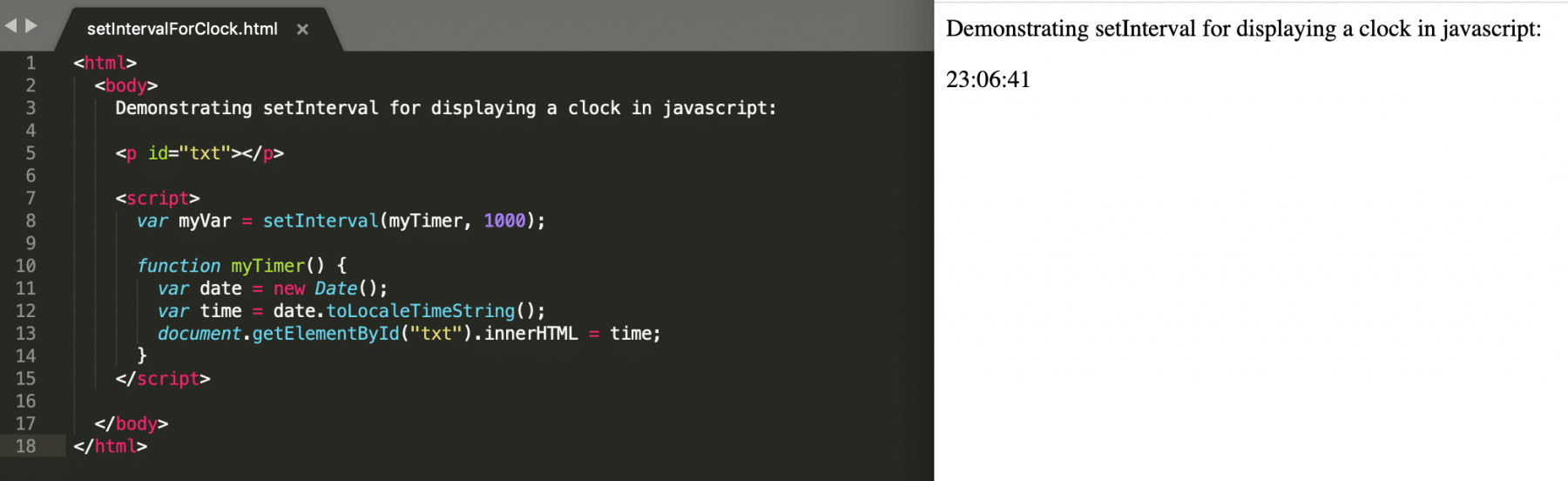  setInterval for Digital clock