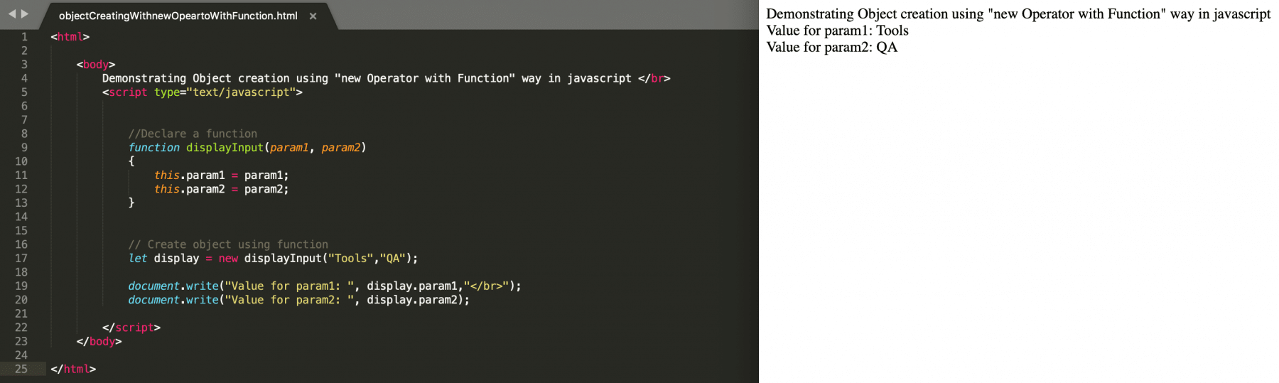  Creating javascript Object with new with Function