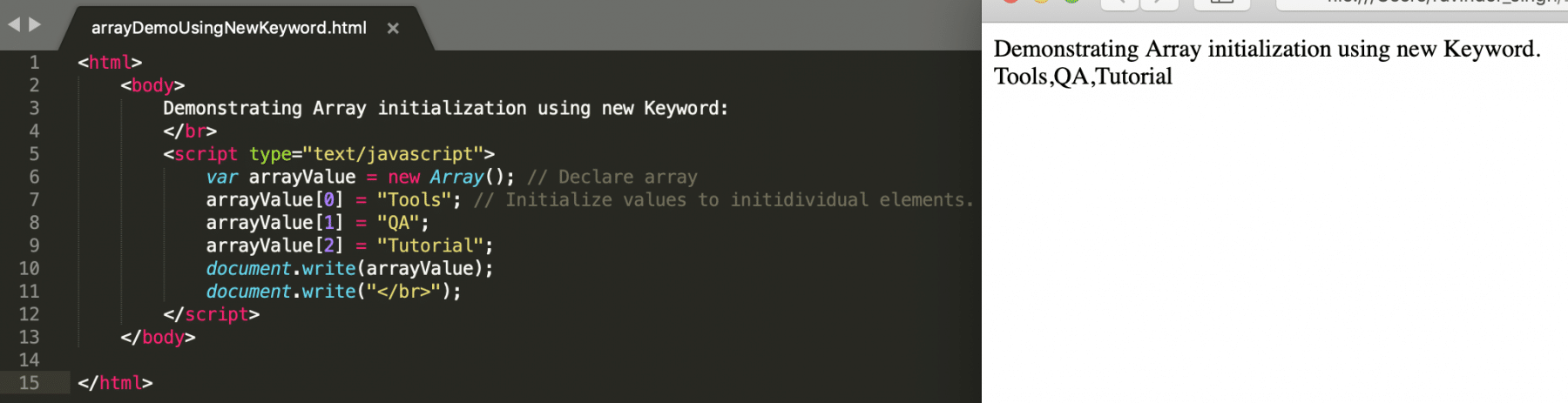 .Array Initialization using new keyword