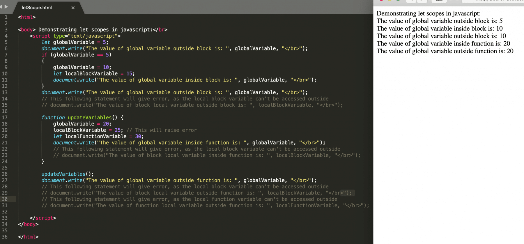 JavaScript Let vs Var - Let Scope