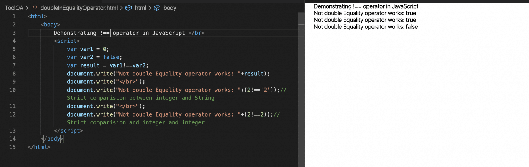  Not Double inequality operator