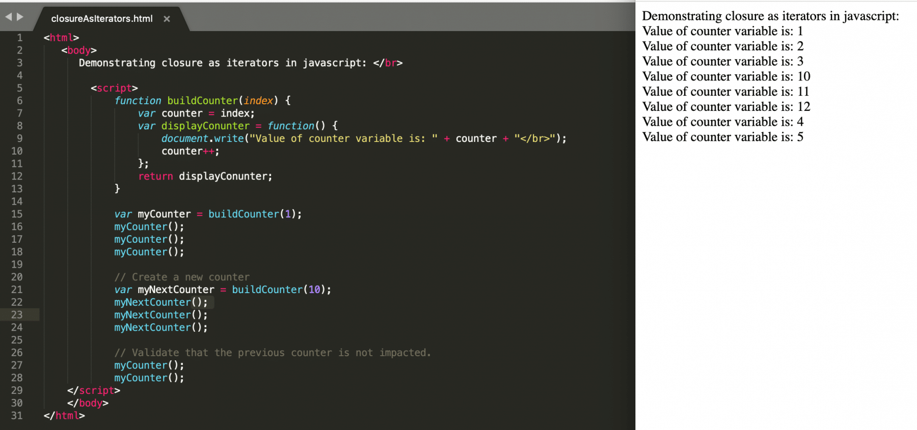 Closure as Iterator