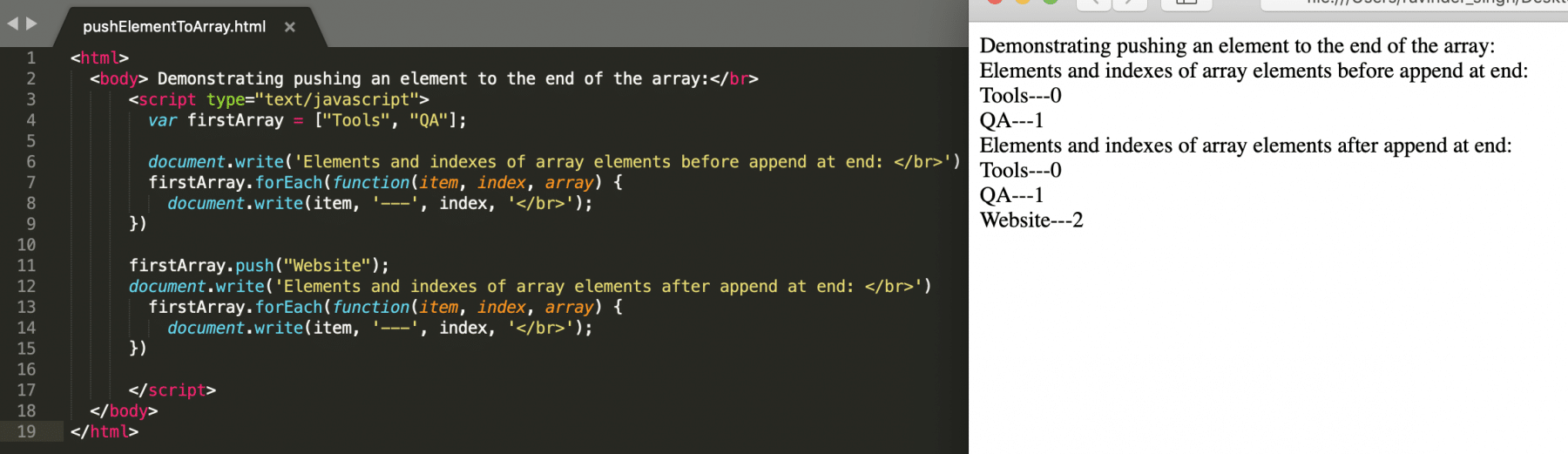 Push an element to the end of the Array