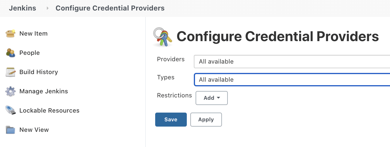 Default Credential Providers in Jenkins