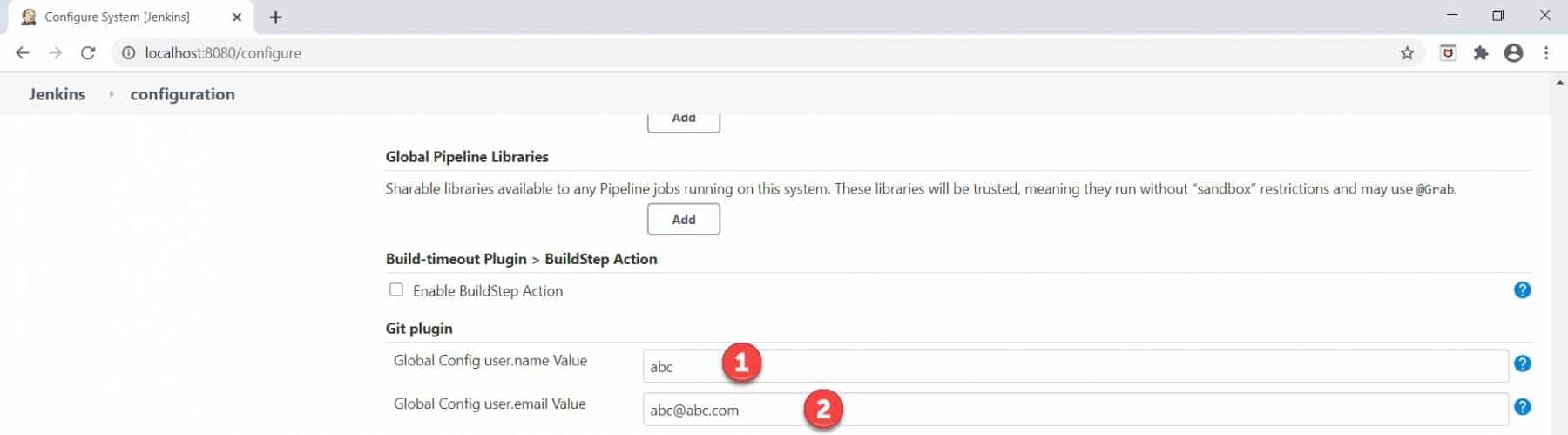 Jenkins Configure: Git Plugin Configuration