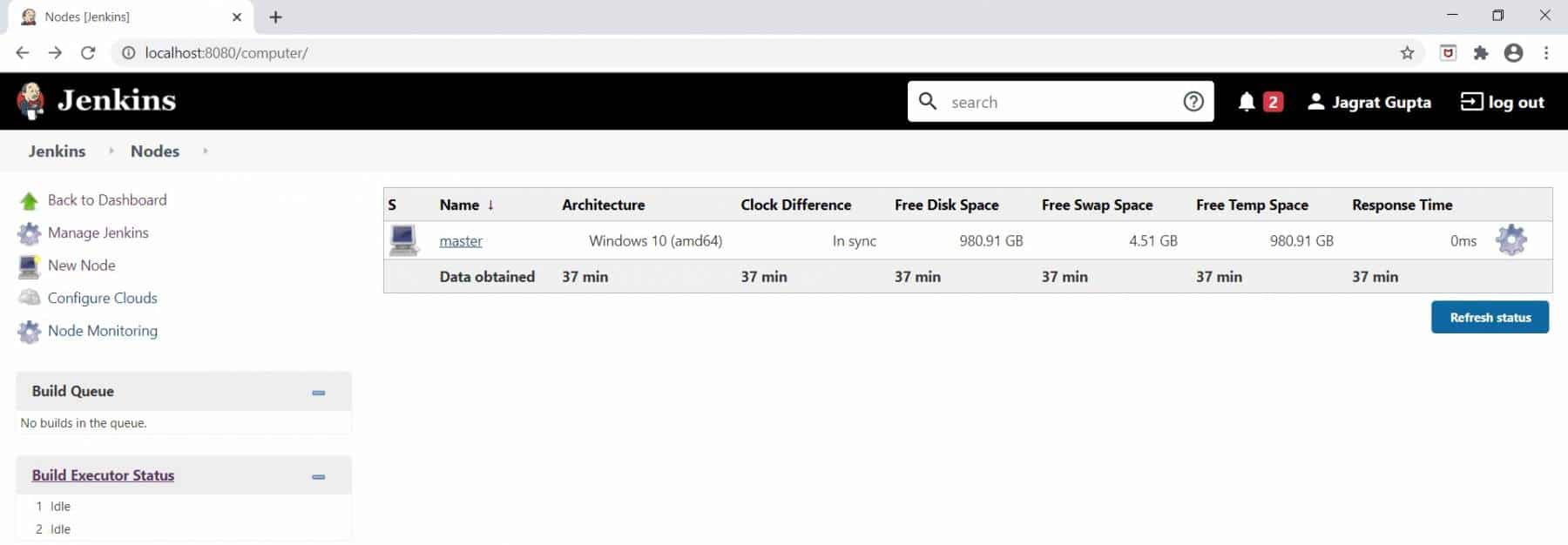 Manage nodes section