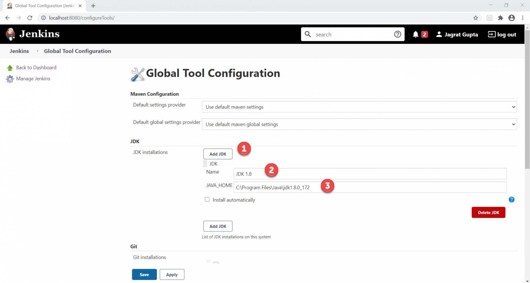 Setting JDK path in Jenkins