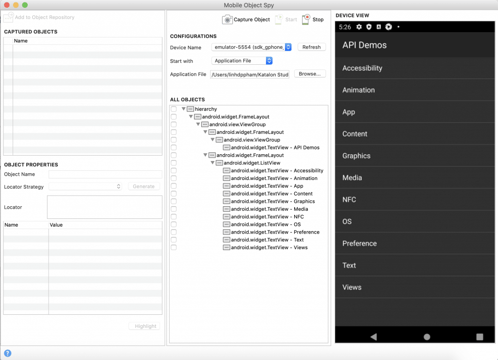 Device view dialog Automation