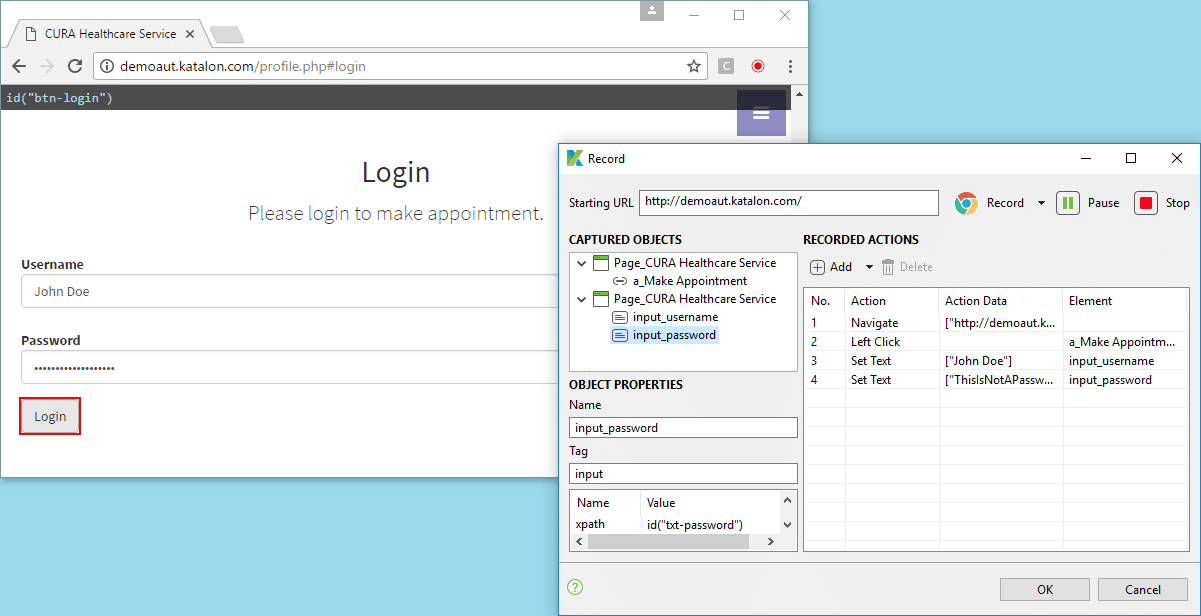 Katalon Selenium Recording