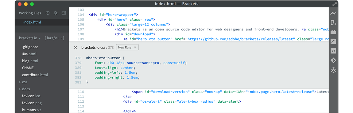 Brackets Editor for Protractor