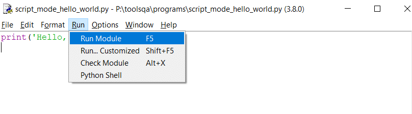 Run Module Option