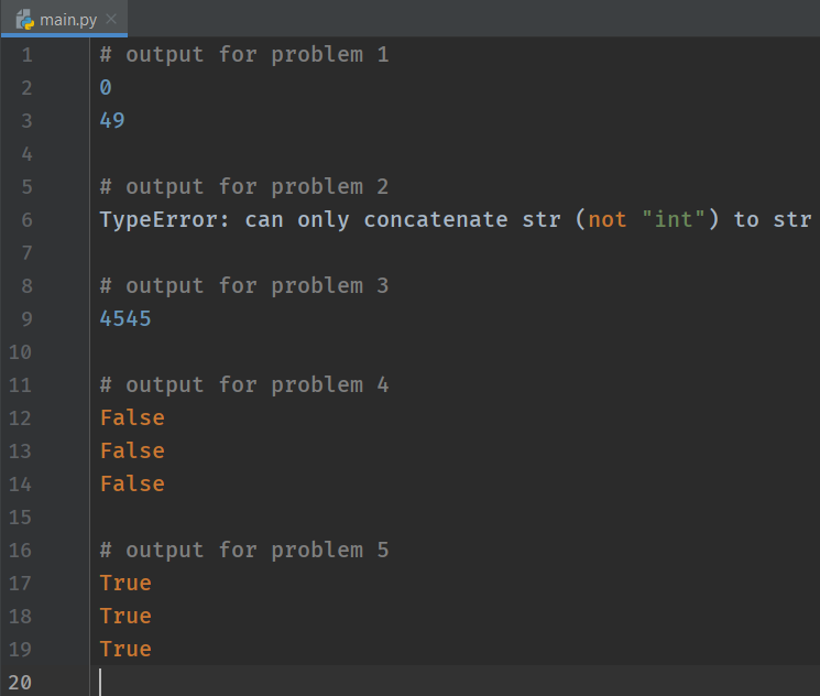 Python Literal Practice Exercise Example Solutions