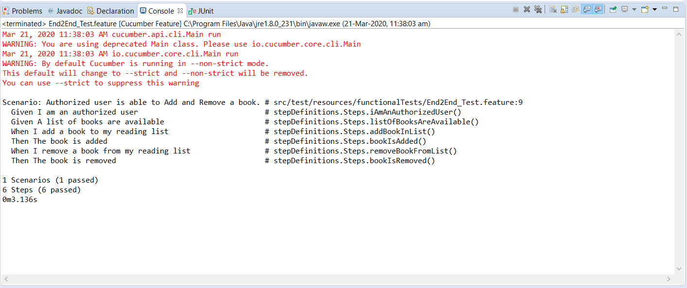 Image: Cucumber Results for Chapter 7 Implementation Generics concept for the Endpoints