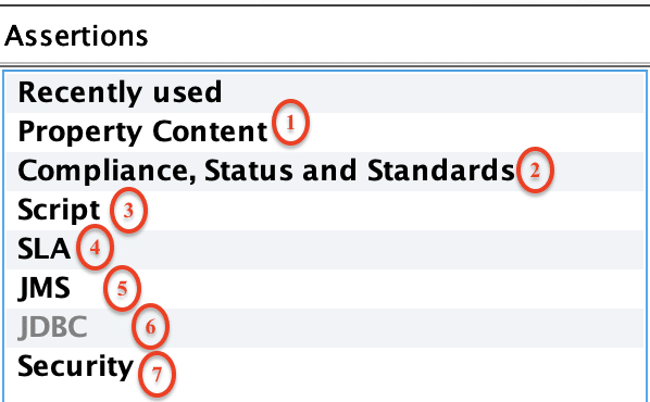 Different categories of assertions in SoapUI