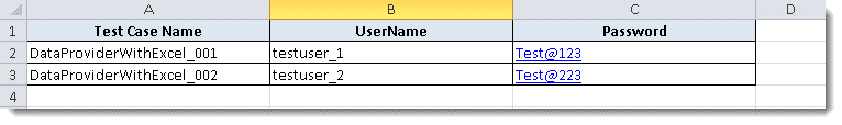 TestNG Data Provider with Excel