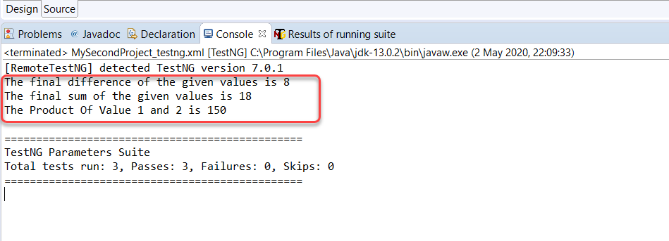 Parameters in TestNG