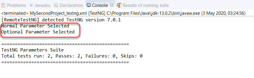 optional parameters in TestNG