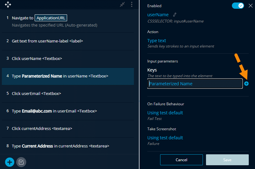 Edit Element Panel - Parameterize Tests In TestProject