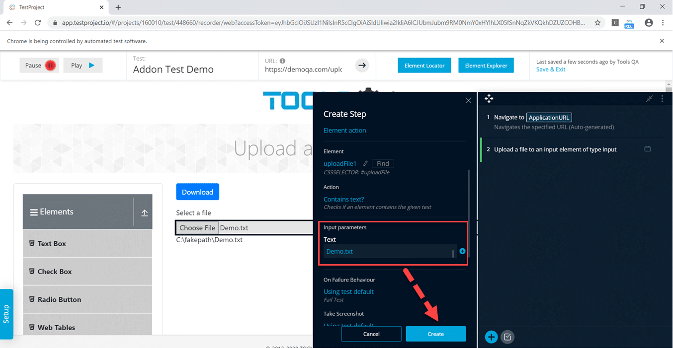 Name of File given as a part of validation