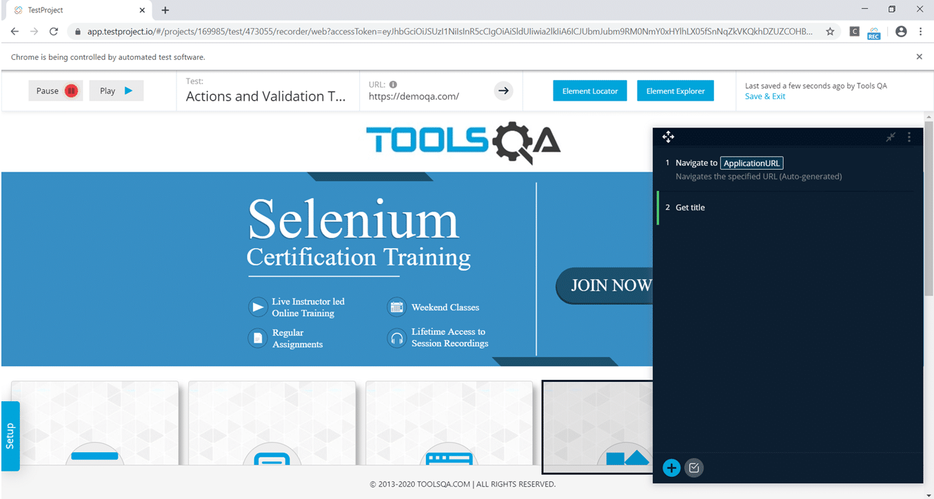 Get title Step added as test step in TestProject