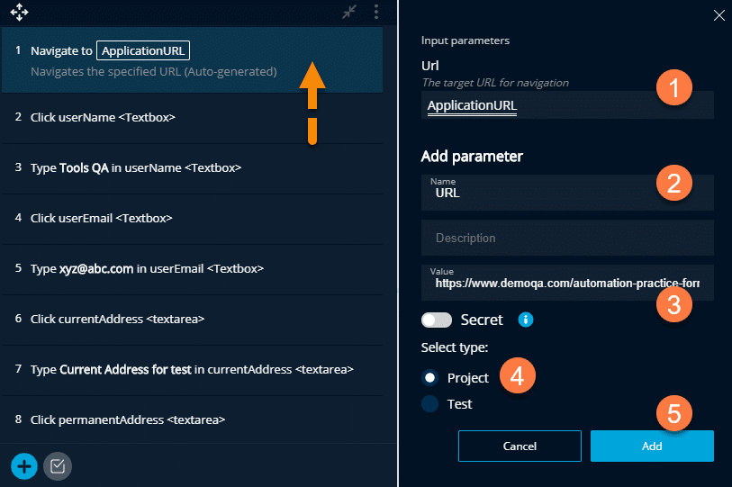 Project Parameter - Parameterize Tests In TestProject