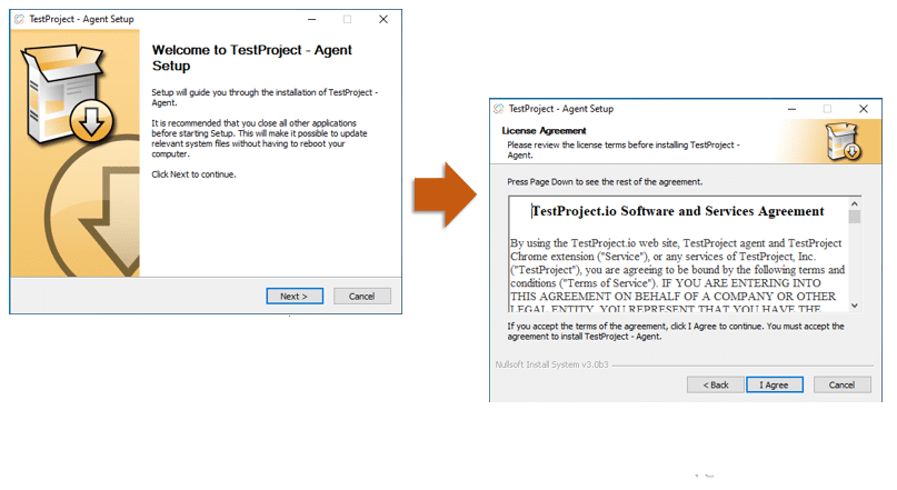 TestProject Agent Choose Components and Installation location