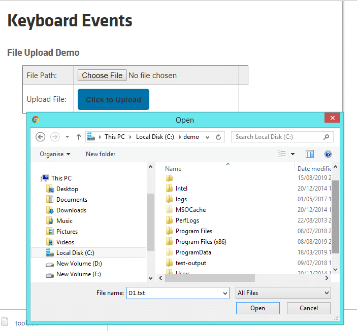 Robot Class Keyboard Events