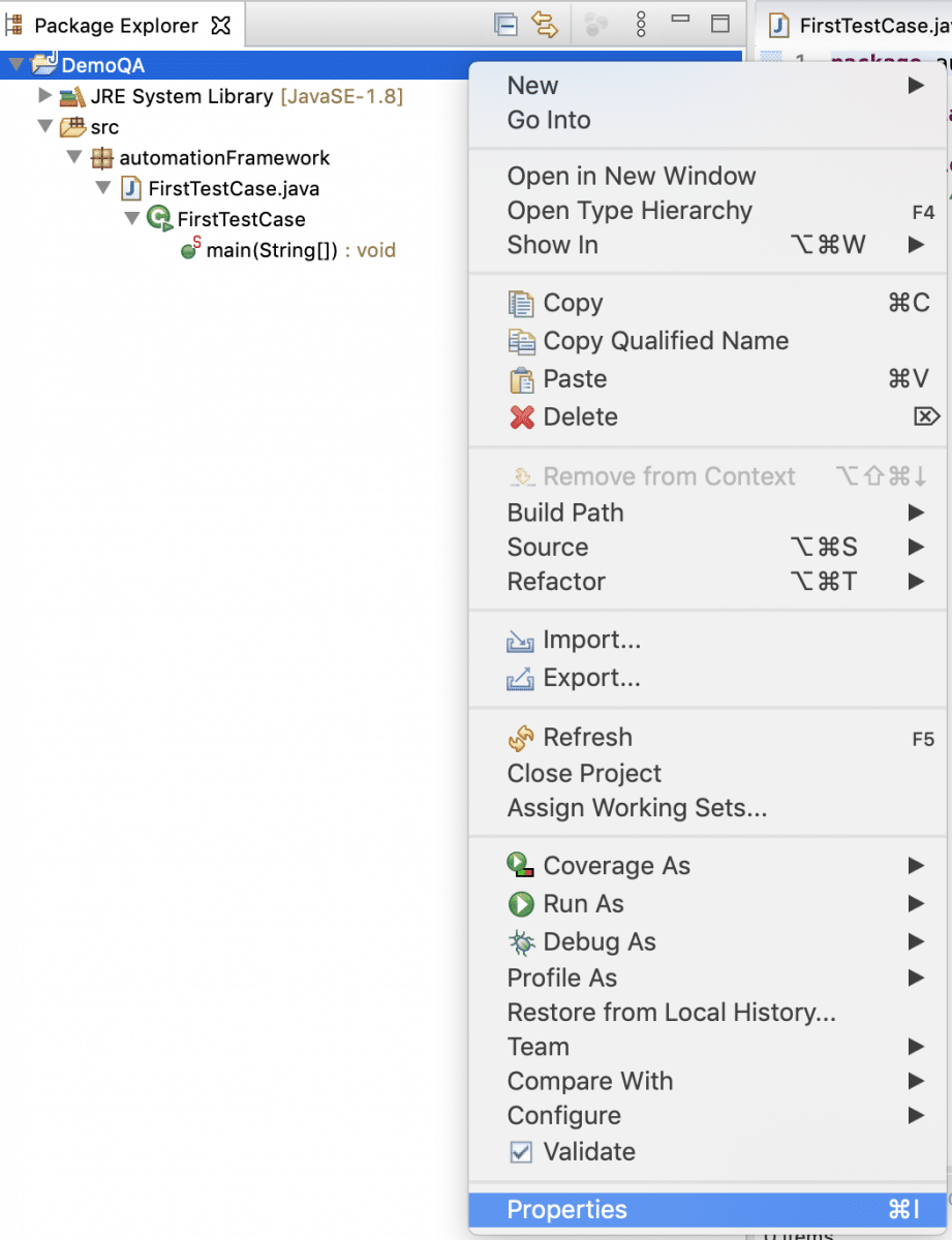 Project properties in Eclipse