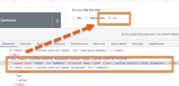 Radio buttons in disabled state