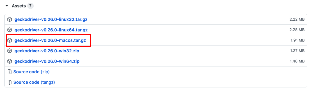 Downloading GeckoDriver for mac from github