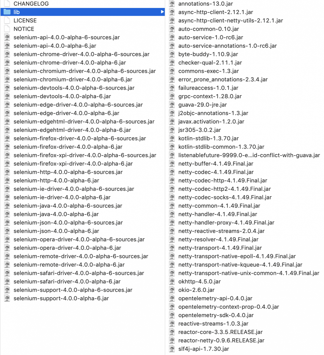 Extracted Jar files of Selenium WebDriver 4