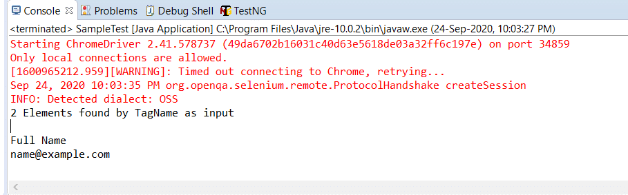 findElements program output