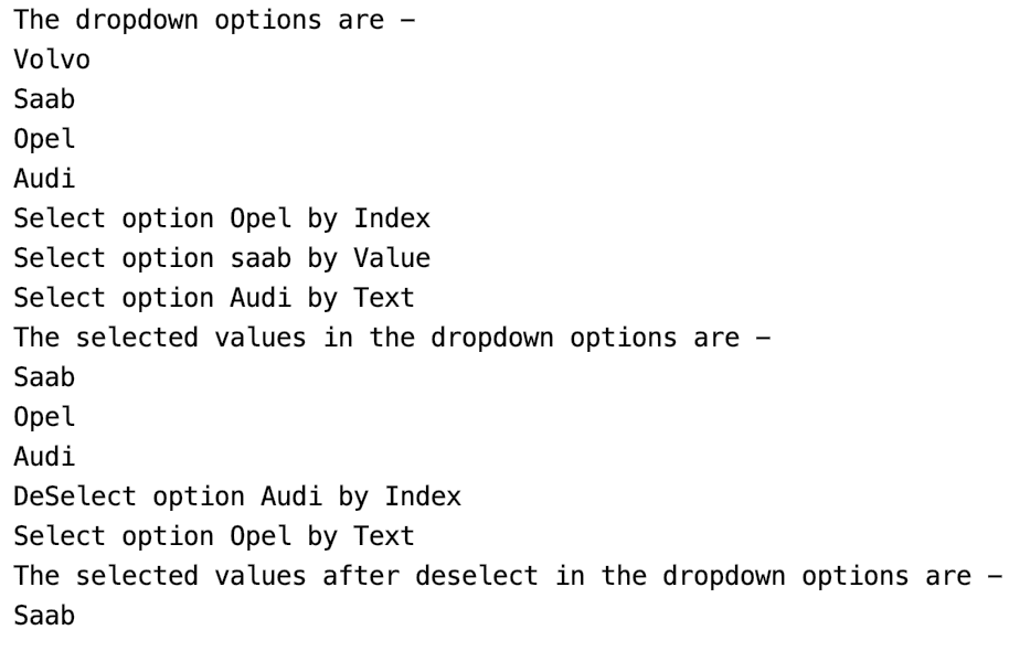 Handling Multi Select in Selenium execution results