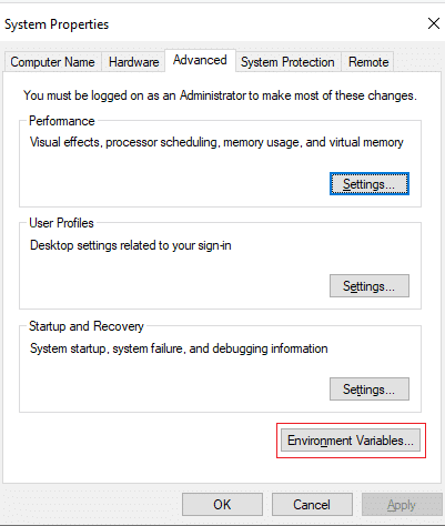 Opening System Environment Variables